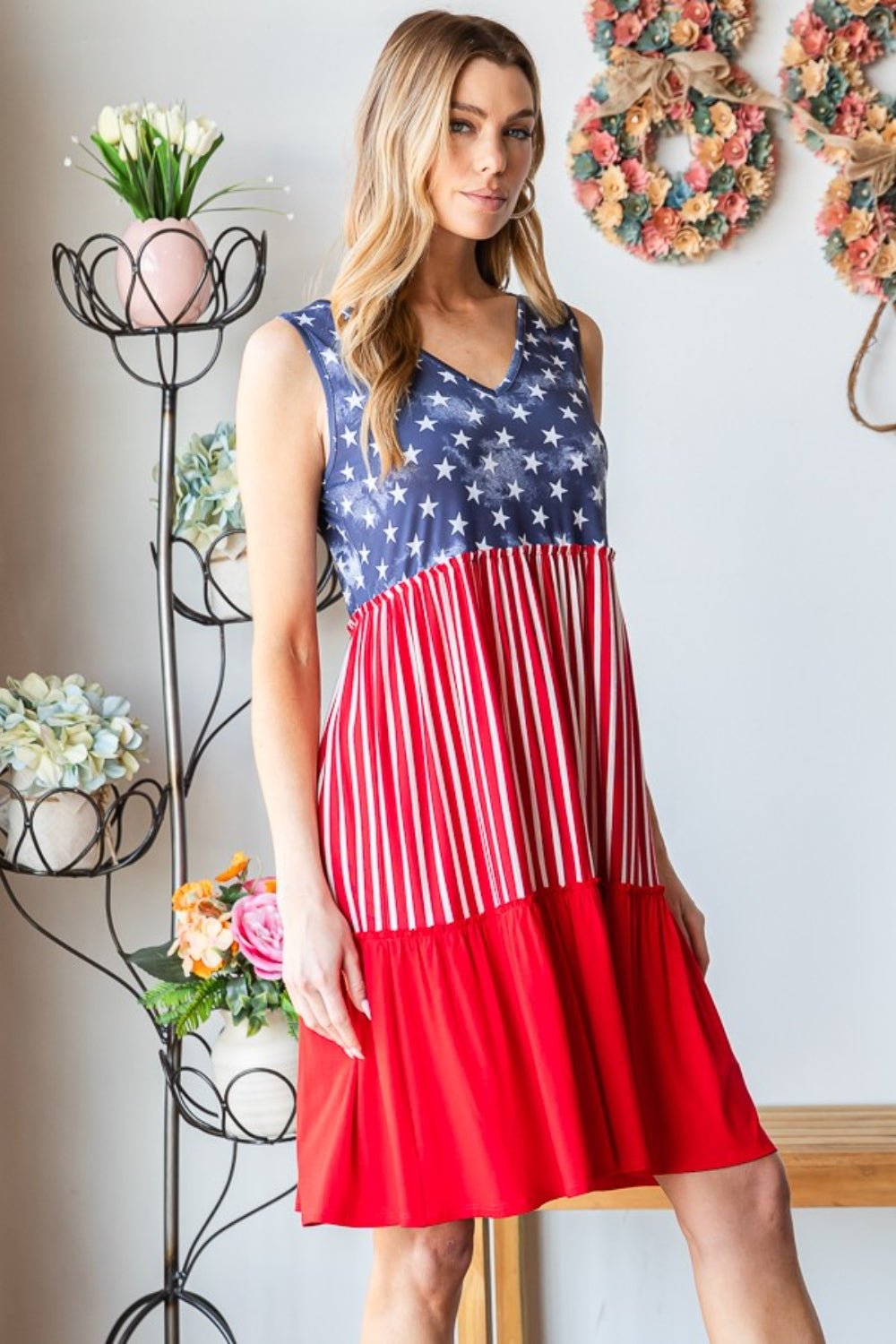 Heimish Full Size US Flag Theme Contrast Tank Dress - Mervyns