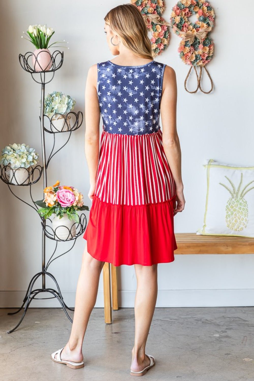 Heimish Full Size US Flag Theme Contrast Tank Dress - Mervyns