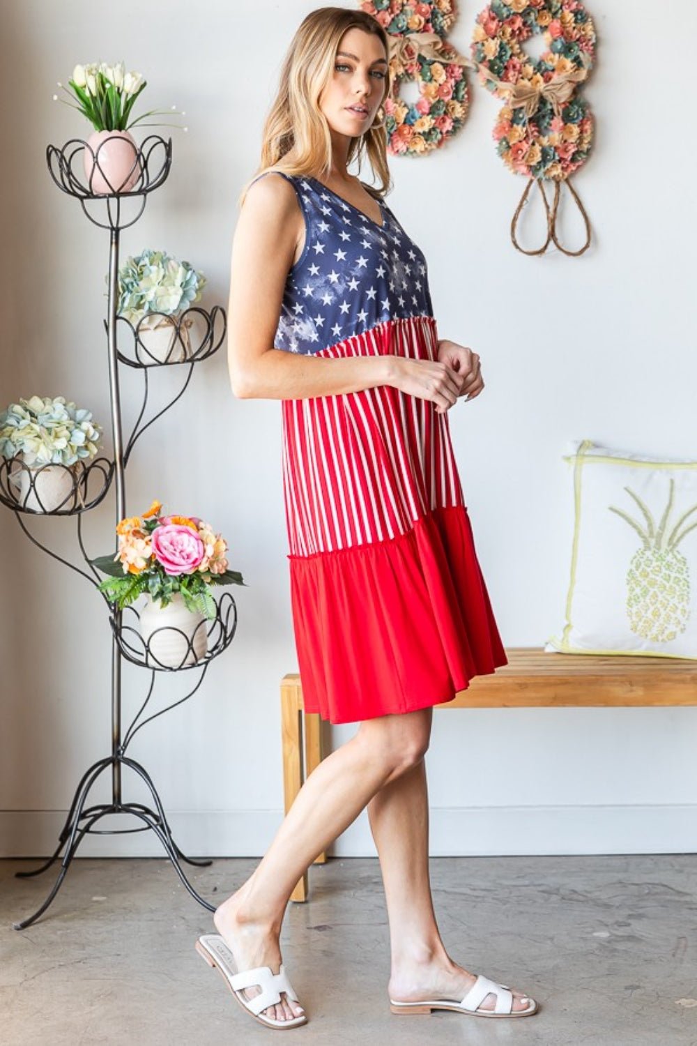 Heimish Full Size US Flag Theme Contrast Tank Dress - Mervyns