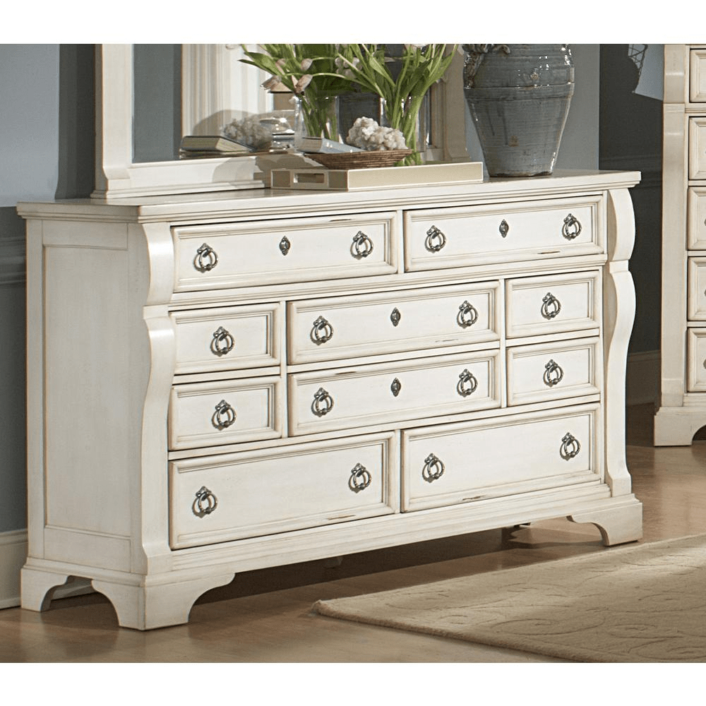 Heirloom Antique White Triple Dresser - Mervyns