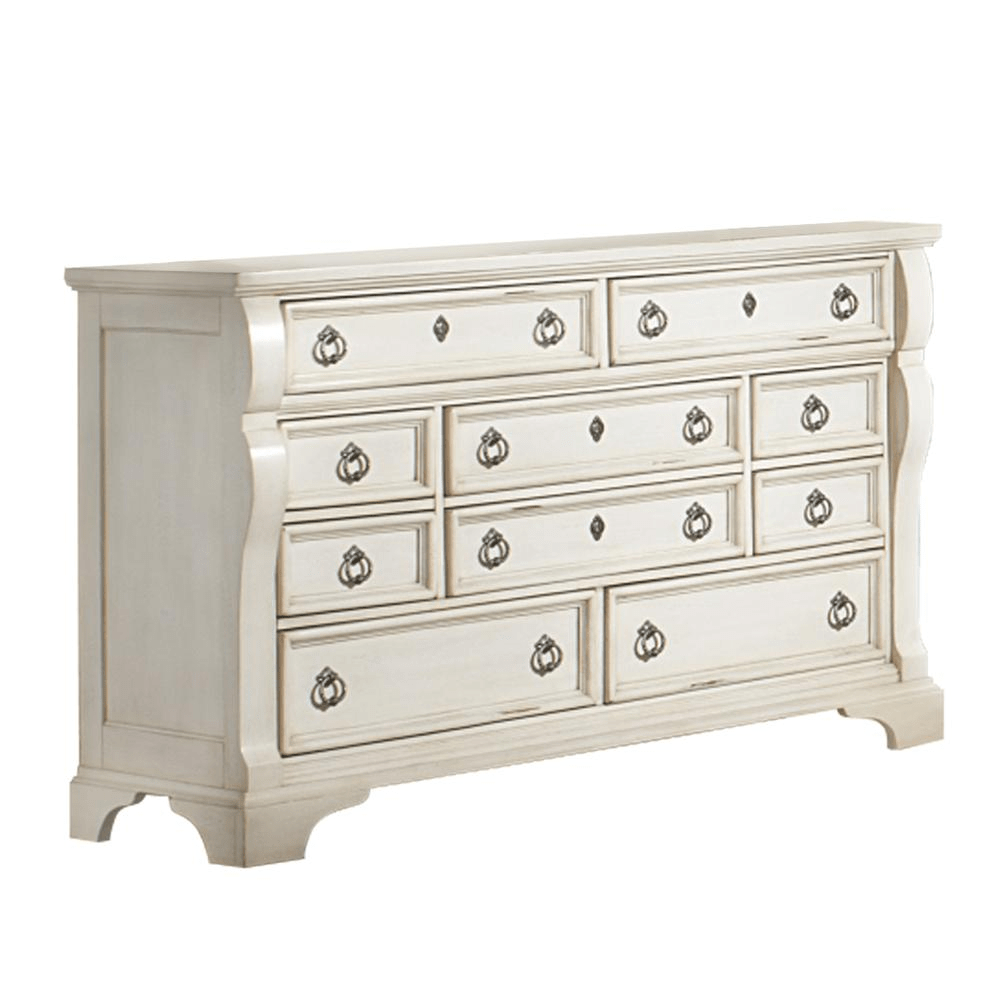 Heirloom Antique White Triple Dresser - Mervyns