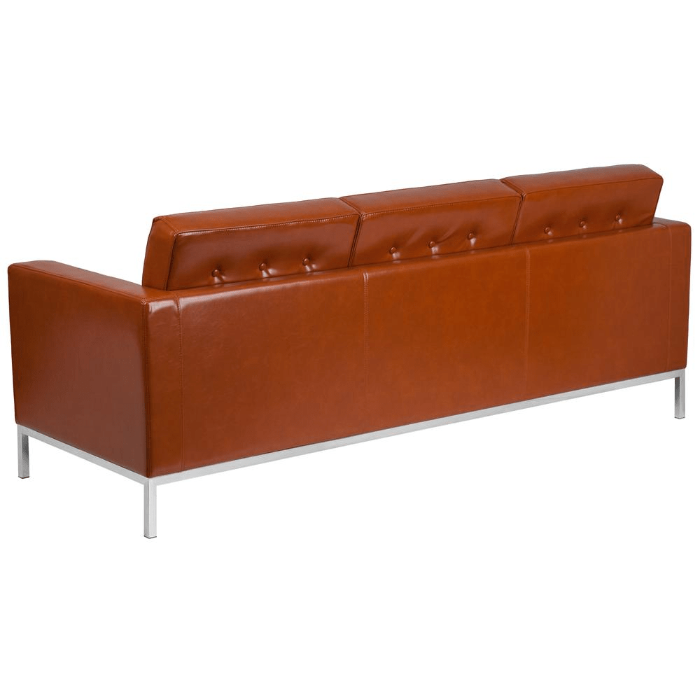 HERCULES Lacey Series Contemporary Cognac LeatherSoft Sofa with Stainless Steel Frame - Mervyns