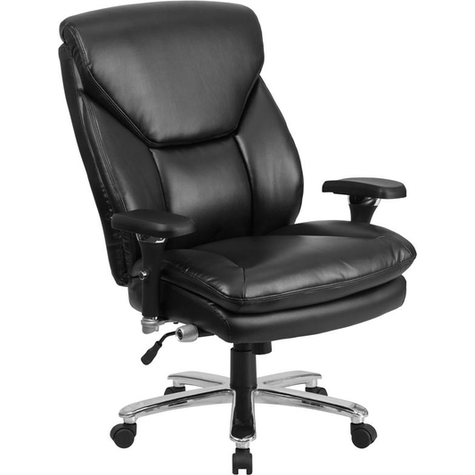 HERCULES Series 24/7 Intensive Use Big & Tall 400 lb. Rated Black LeatherSoft Ergonomic Office Chair with Lumbar Knob - Mervyns