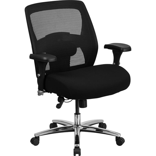 HERCULES Series 24/7 Intensive Use Big & Tall 500 lb. Rated Black Mesh Executive Ergonomic Office Chair with Ratchet Back - Mervyns