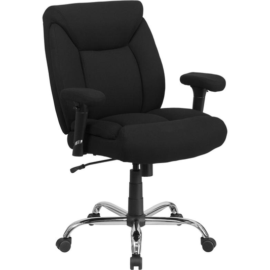 HERCULES Series Big & Tall 400 lb. Rated Black Fabric Deep Tufted Swivel Ergonomic Task Office Chair with Adjustable Arms - Mervyns