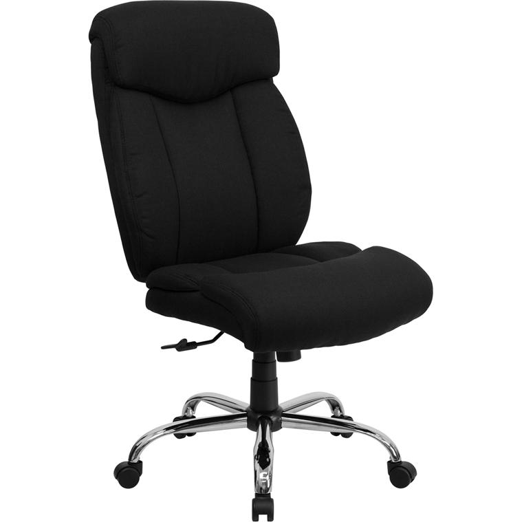 HERCULES Series Big & Tall 400 lb. Rated Black Fabric Executive Ergonomic Office Chair and Chrome Base - Mervyns