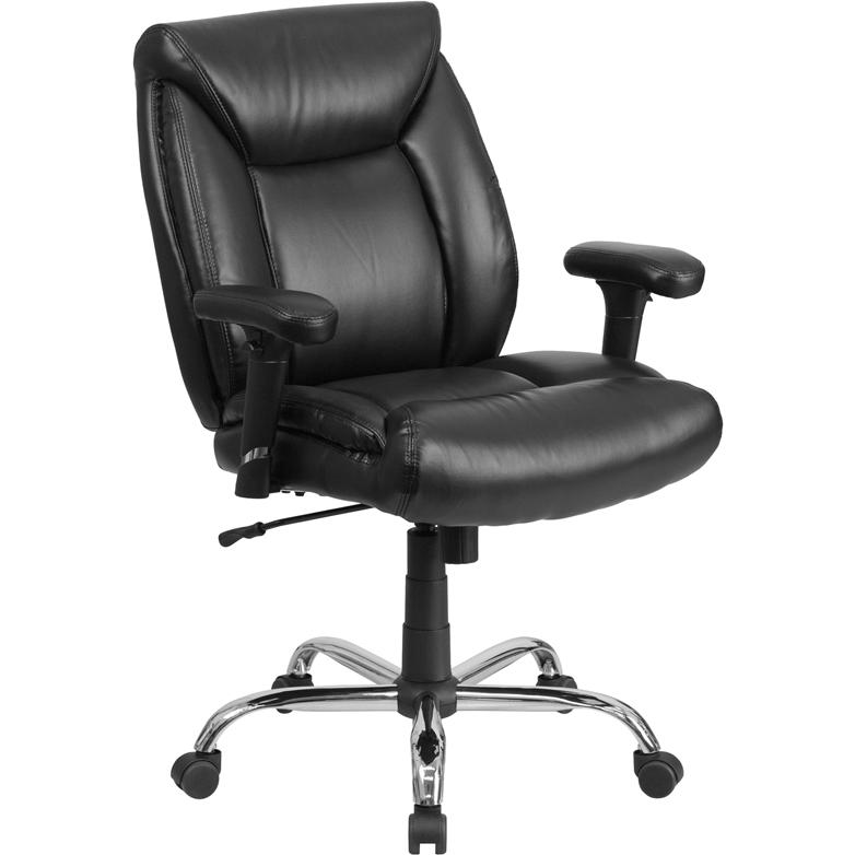 HERCULES Series Big & Tall 400 lb. Rated Black LeatherSoft Deep Tufted Ergonomic Task Office Chair with Adjustable Arms - Mervyns