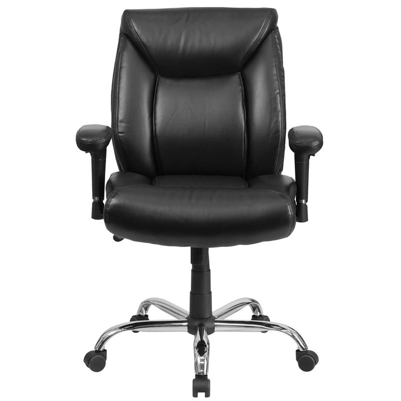 HERCULES Series Big & Tall 400 lb. Rated Black LeatherSoft Deep Tufted Ergonomic Task Office Chair with Adjustable Arms - Mervyns