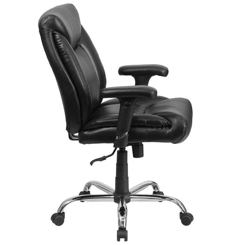 HERCULES Series Big & Tall 400 lb. Rated Black LeatherSoft Deep Tufted Ergonomic Task Office Chair with Adjustable Arms - Mervyns