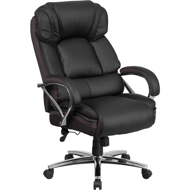 HERCULES Series Big & Tall 500 lb. Rated Black LeatherSoft Executive Swivel Ergonomic Office Chair with Chrome Base and Arms - Mervyns