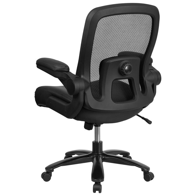 HERCULES Series Big & Tall 500 lb. Rated Black Mesh/LeatherSoft Executive Ergonomic Office Chair with Adjustable Lumbar - Mervyns