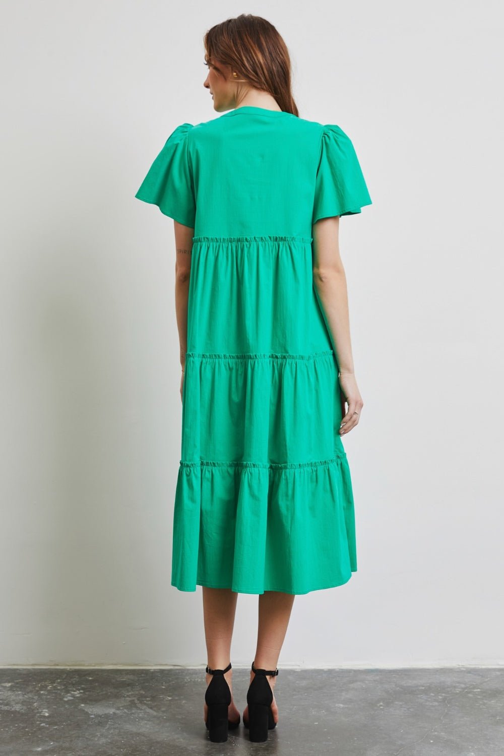 HEYSON Full Size Cotton Poplin Ruffled Tiered Midi Dress - Mervyns