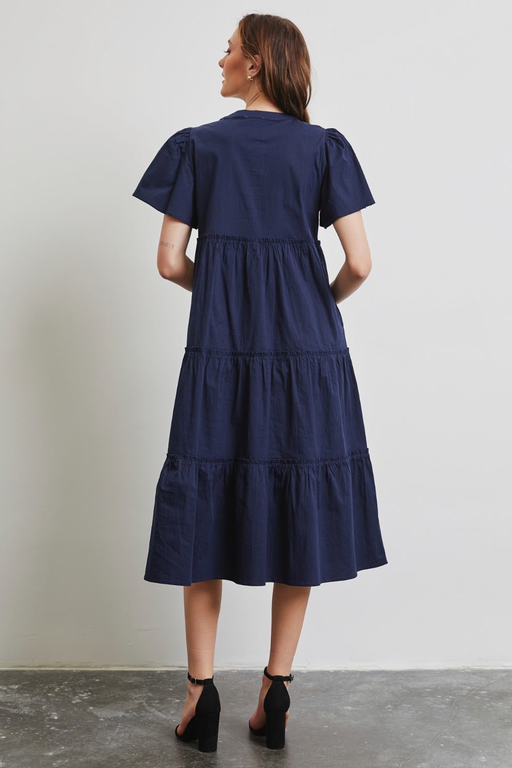 HEYSON Full Size Cotton Poplin Ruffled Tiered Midi Dress - Mervyns