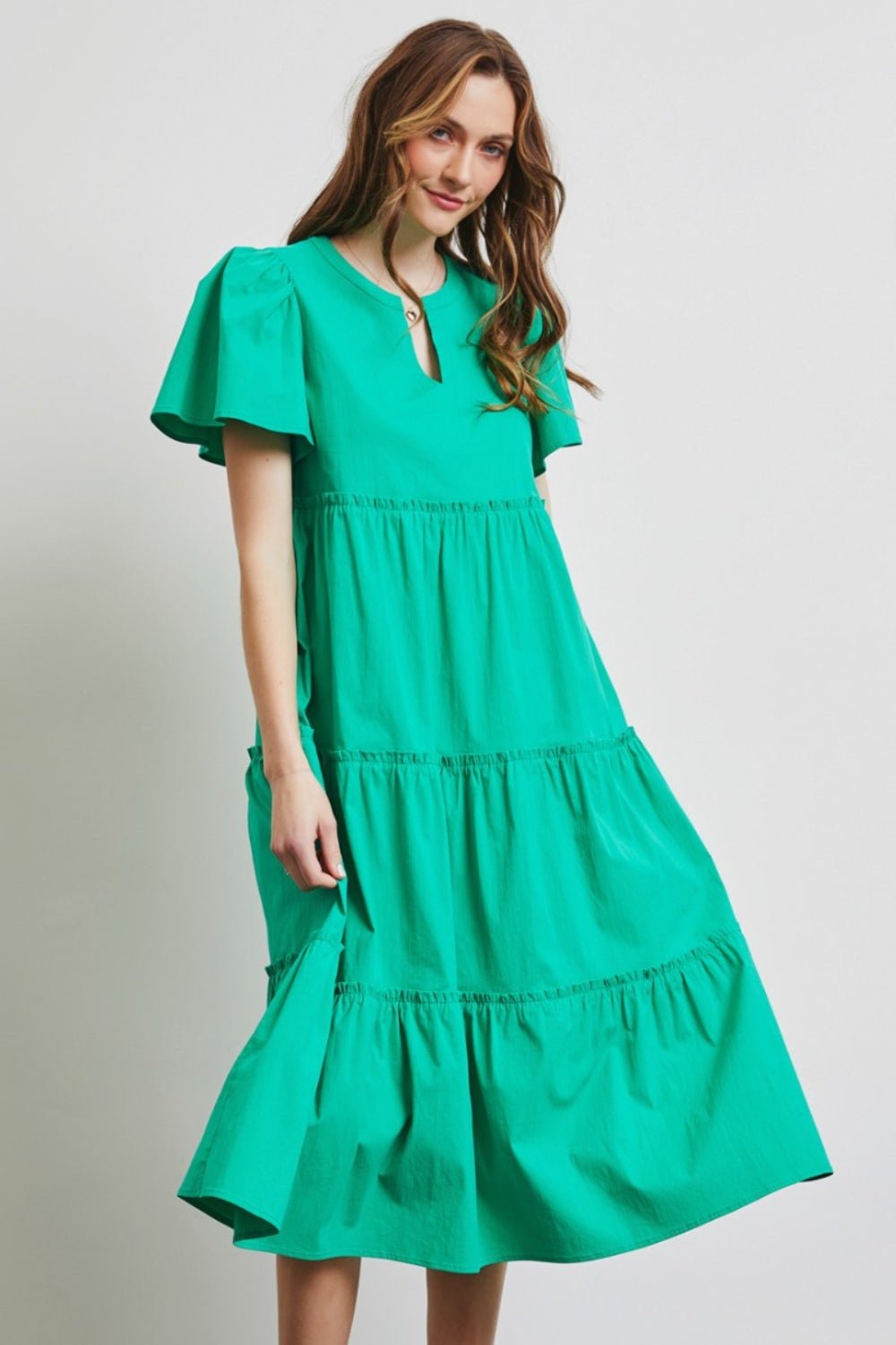 HEYSON Full Size Cotton Poplin Ruffled Tiered Midi Dress - Mervyns