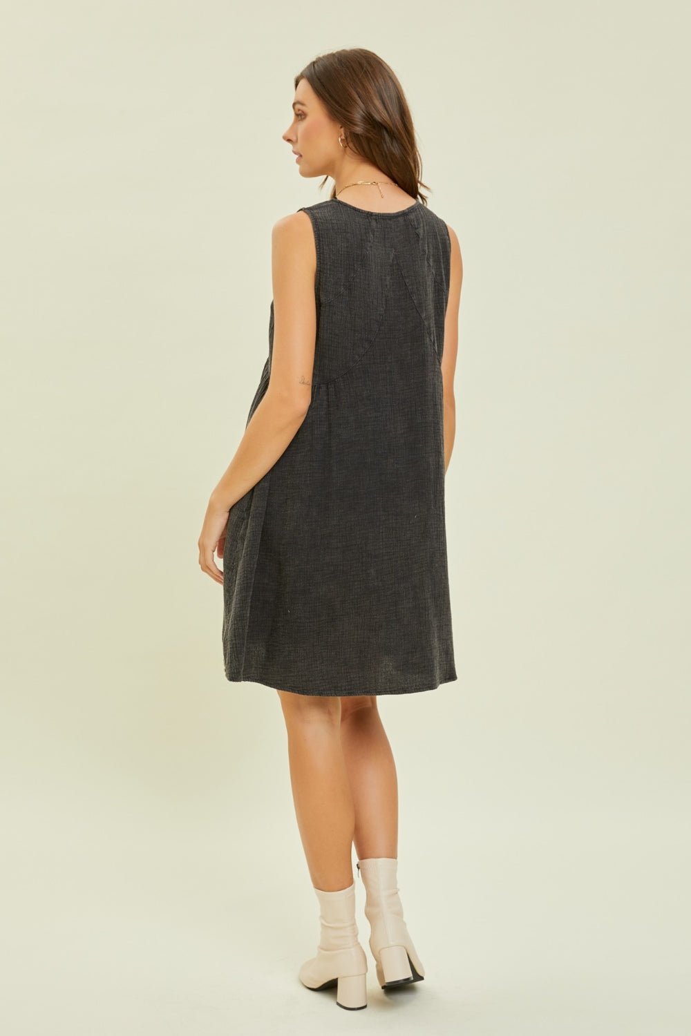 HEYSON Full Size Texture V - Neck Sleeveless Flare Mini Dress - Mervyns