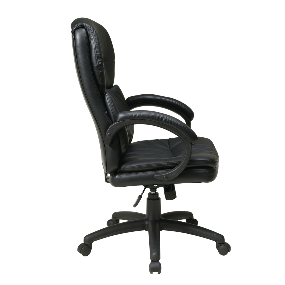 High Back Black Bonded Leather Executive Chair with Padded Arms - Mervyns