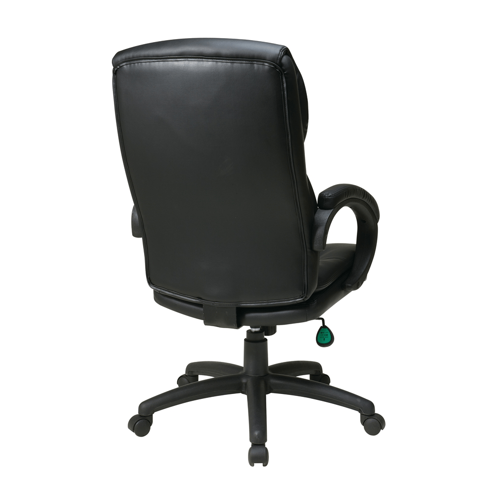 High Back Black Bonded Leather Executive Chair with Padded Arms - Mervyns