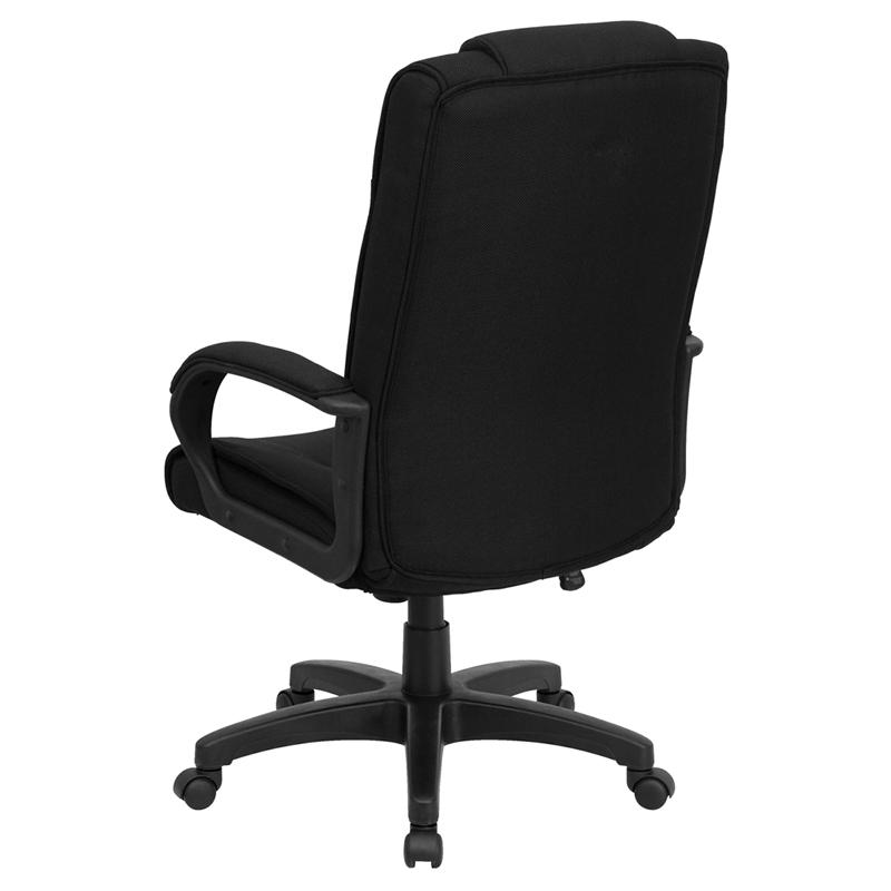 High Back Black Fabric Executive Swivel Office Chair with Arms - Mervyns