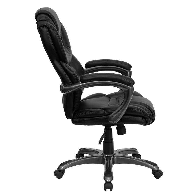 High Back Black LeatherSoft Executive Swivel Ergonomic Office Chair with Arms - Mervyns