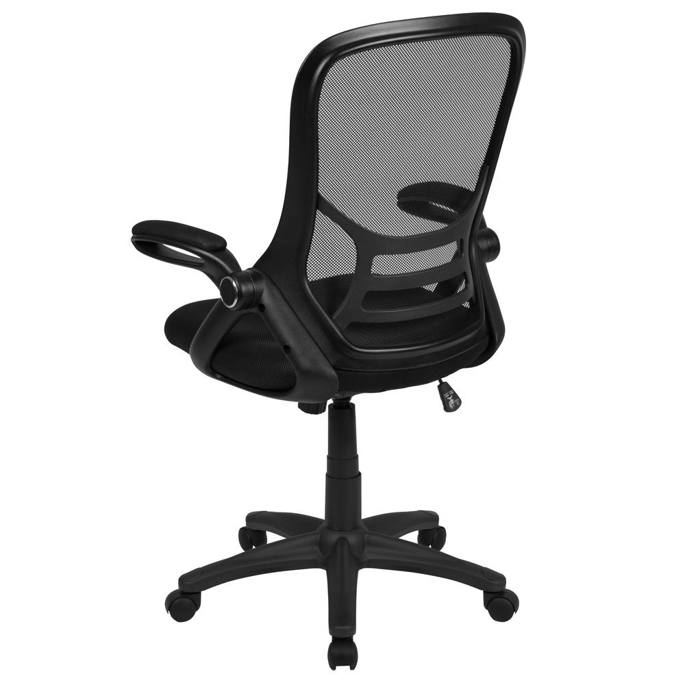 High Back Black Mesh Ergonomic Swivel Office Chair with Black Frame and Flip - up Arms - Mervyns