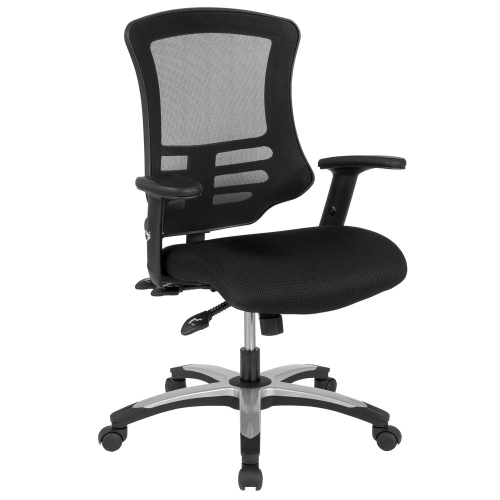 High Back Black Mesh Multifunction Executive Swivel Ergonomic Office Chair with Molded Foam Seat and Adjustable Arms - Mervyns