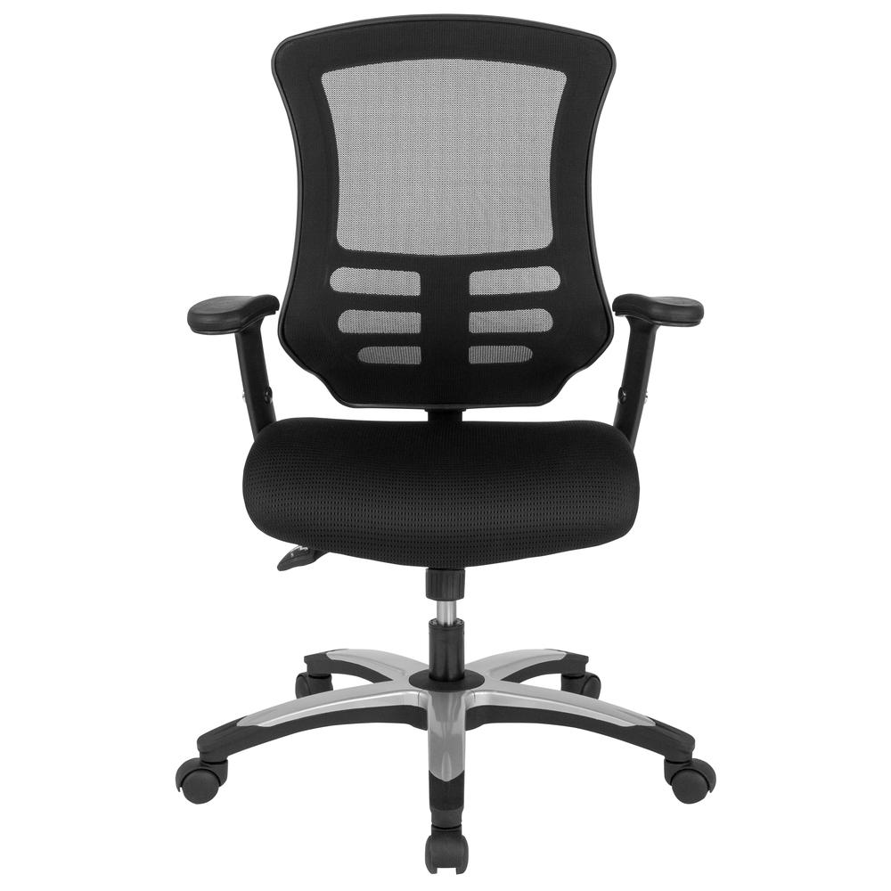 High Back Black Mesh Multifunction Executive Swivel Ergonomic Office Chair with Molded Foam Seat and Adjustable Arms - Mervyns