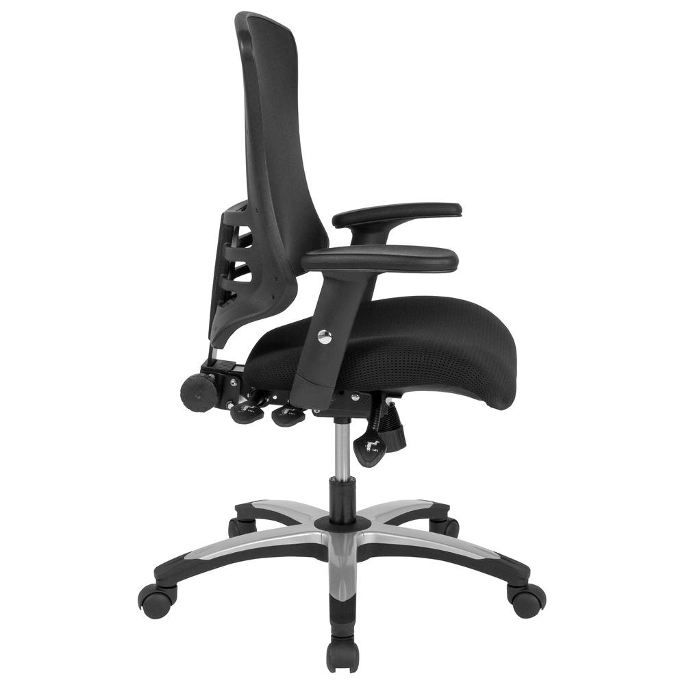 High Back Black Mesh Multifunction Executive Swivel Ergonomic Office Chair with Molded Foam Seat and Adjustable Arms - Mervyns