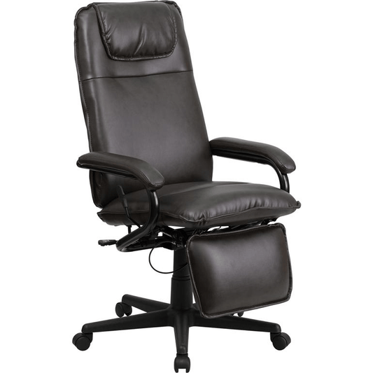 High Back Brown LeatherSoft Executive Reclining Ergonomic Swivel Office Chair with Arms - Mervyns