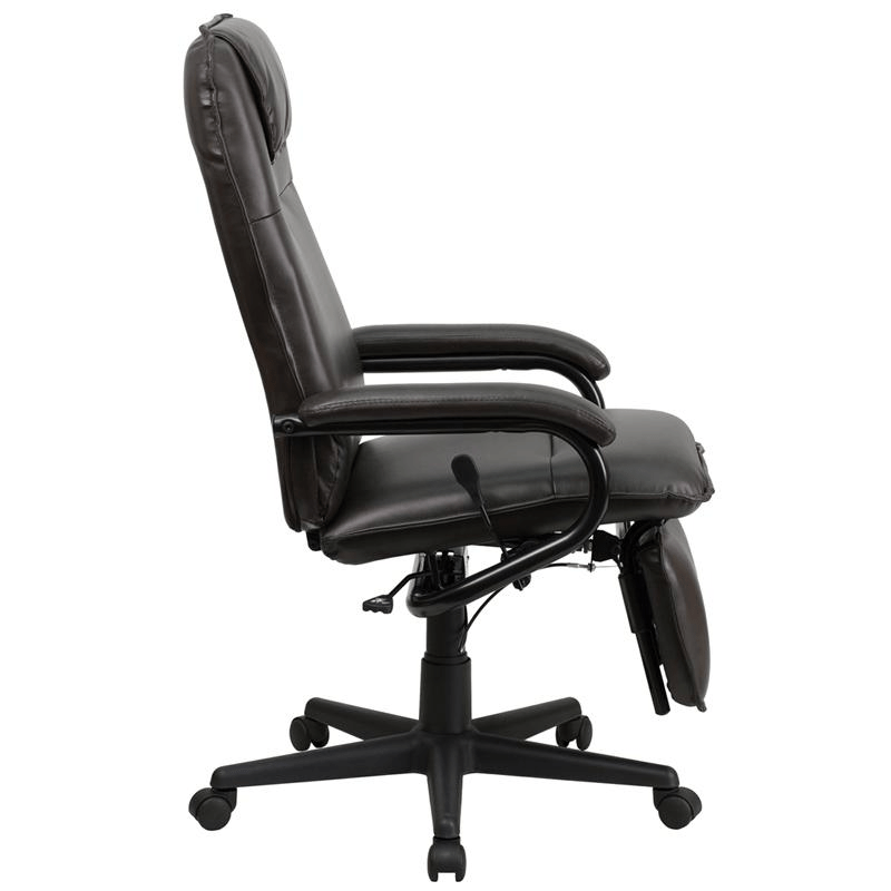 High Back Brown LeatherSoft Executive Reclining Ergonomic Swivel Office Chair with Arms - Mervyns