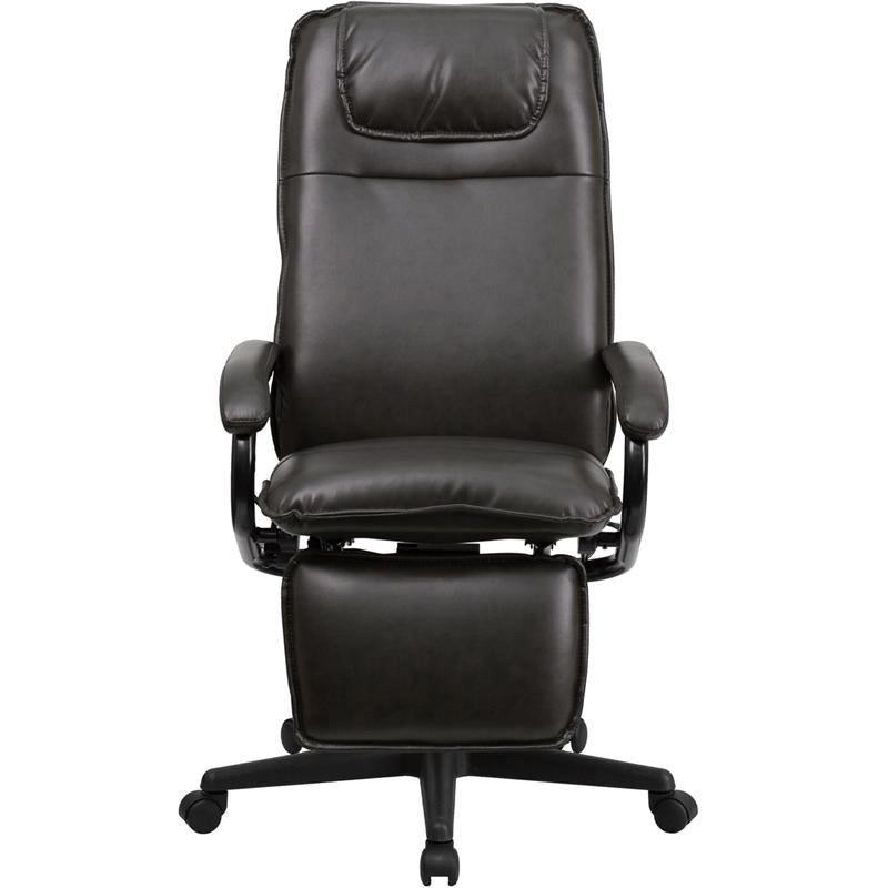 High Back Brown LeatherSoft Executive Reclining Ergonomic Swivel Office Chair with Arms - Mervyns