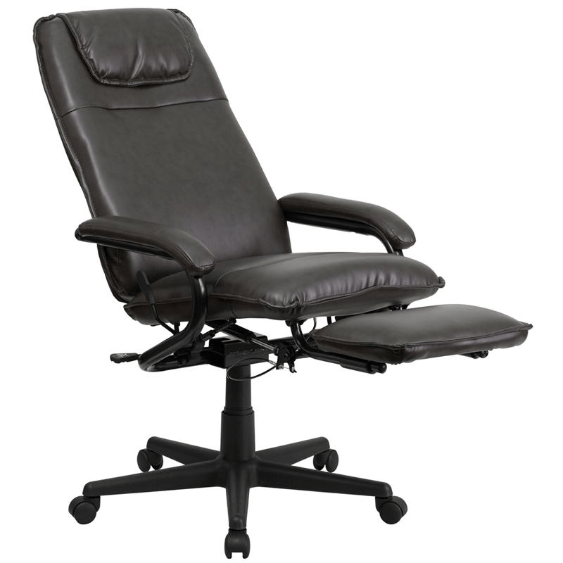 High Back Brown LeatherSoft Executive Reclining Ergonomic Swivel Office Chair with Arms - Mervyns