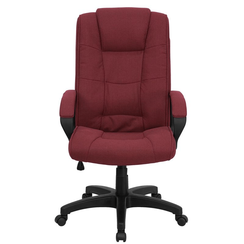 High Back Burgundy Fabric - Executive Swivel Office Chair with Arms - Mervyns