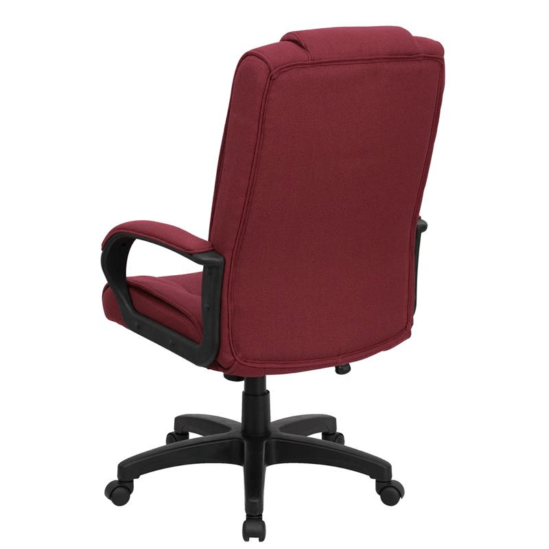 High Back Burgundy Fabric - Executive Swivel Office Chair with Arms - Mervyns