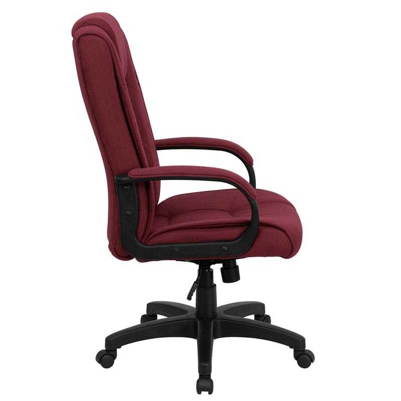 High Back Burgundy Fabric - Executive Swivel Office Chair with Arms - Mervyns