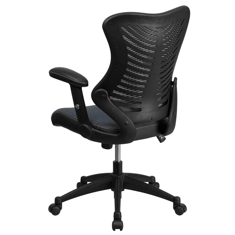 High Back Designer Gray Mesh Executive Swivel Office Chair with Adjustable Arms - Mervyns