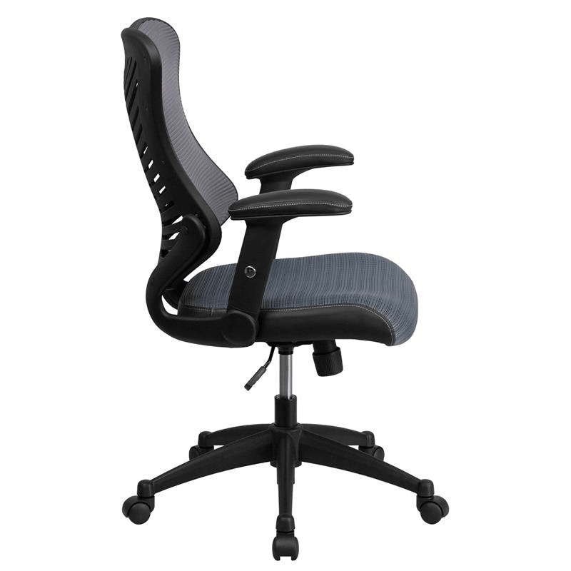 High Back Designer Gray Mesh Executive Swivel Office Chair with Adjustable Arms - Mervyns