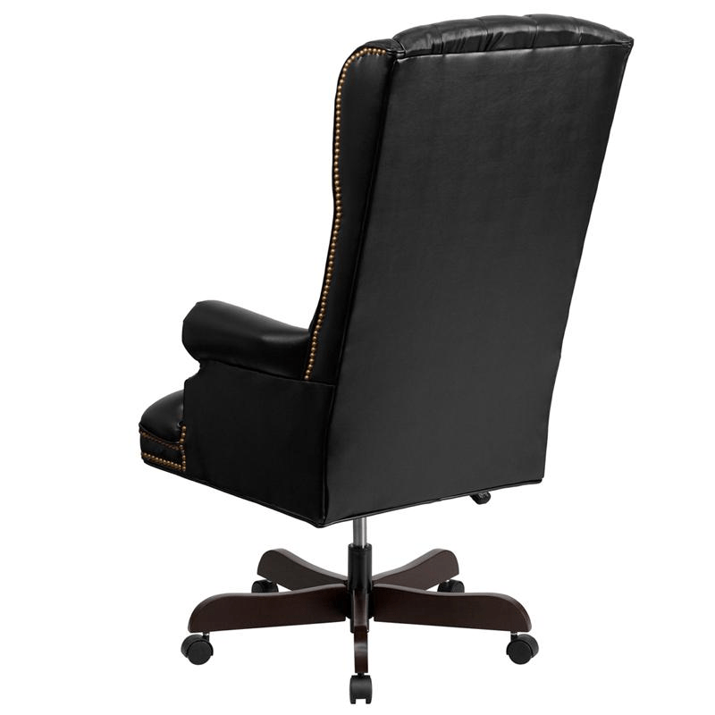 High Back Traditional Fully Tufted Black LeatherSoft Executive Swivel Ergonomic Office Chair with Arms - Mervyns