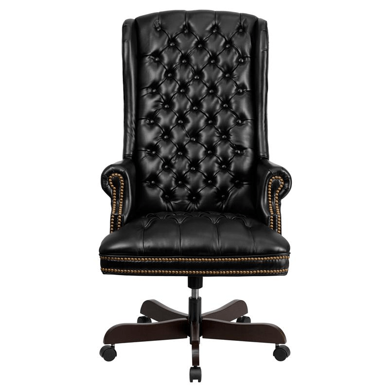 High Back Traditional Fully Tufted Black LeatherSoft Executive Swivel Ergonomic Office Chair with Arms - Mervyns