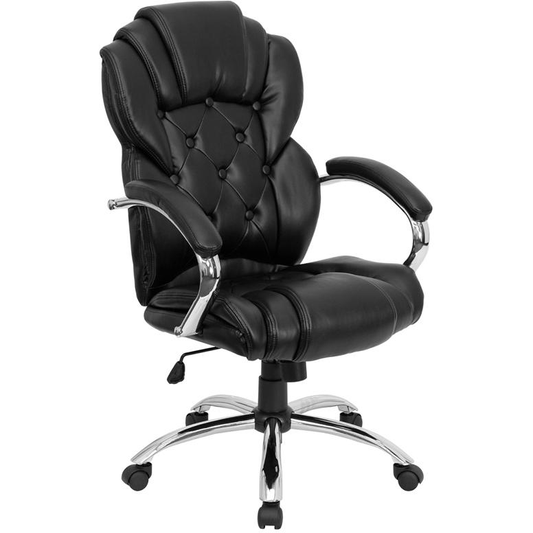 High Back Transitional Style Black LeatherSoft Executive Swivel Office Chair with Arms - Mervyns