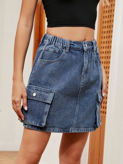 High Waist Denim Skirt - Mervyns