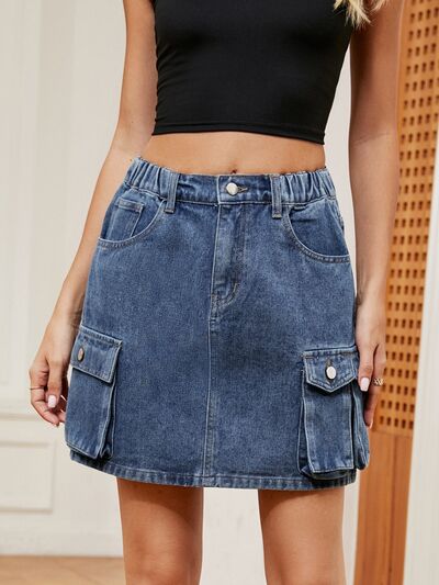 High Waist Denim Skirt - Mervyns