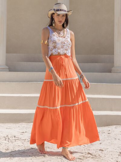 High Waist Maxi Tiered Skirt - Mervyns