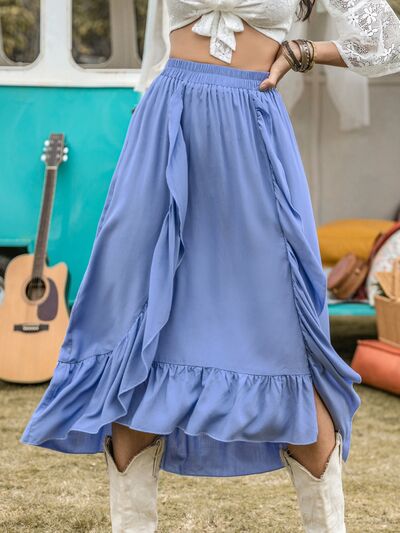 High Waist Ruffle Trim Skirt - Mervyns