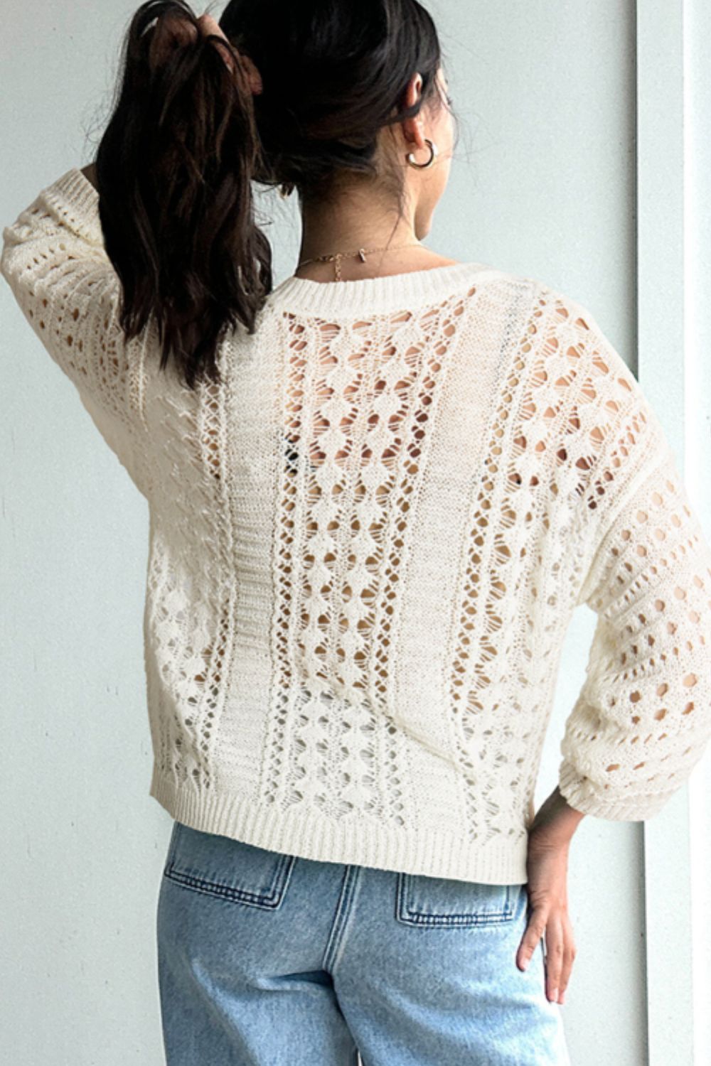 Hollow Out Drop Shoulder Sweater - Mervyns