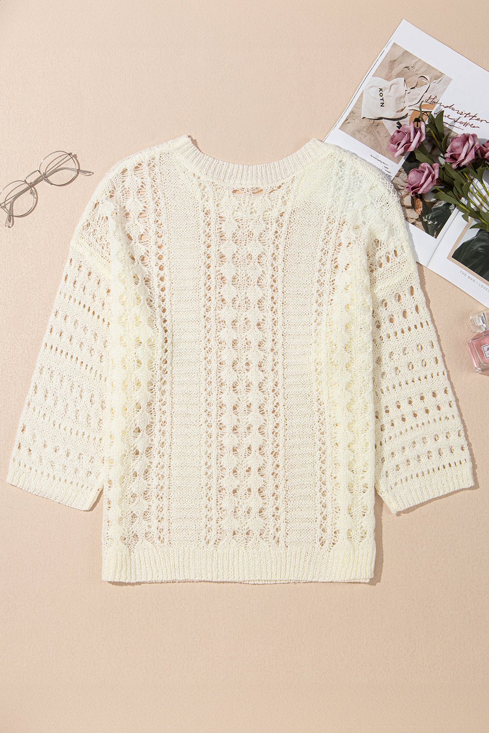 Hollow Out Drop Shoulder Sweater - Mervyns