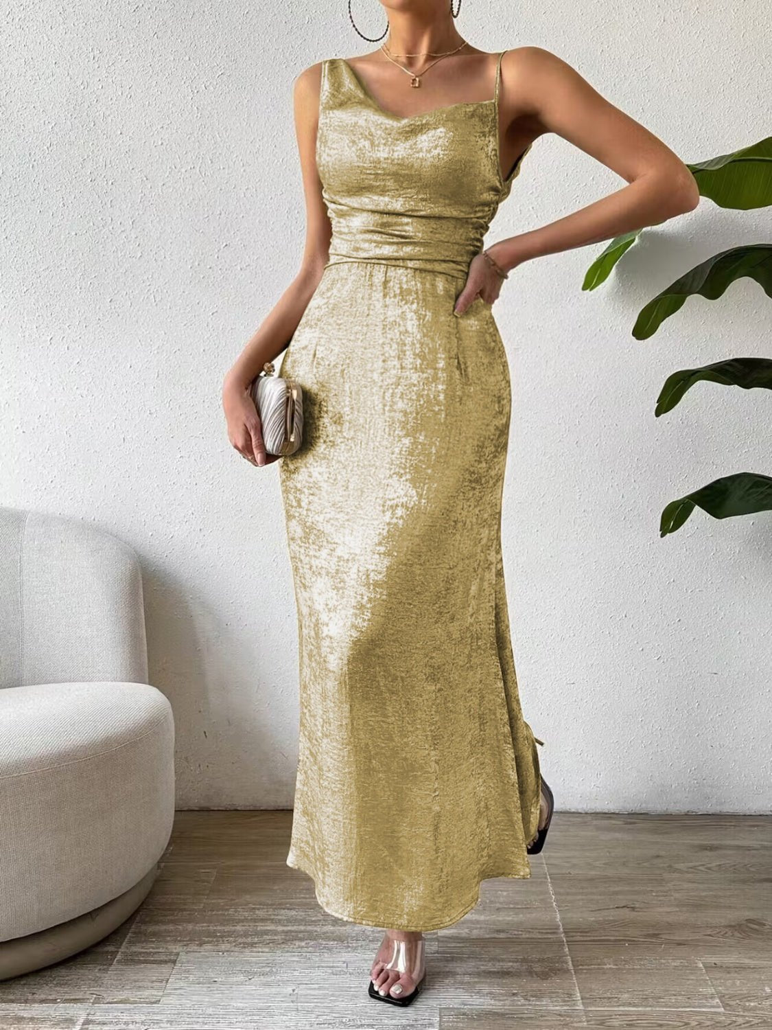 Honey Asymmetric Neck Sleeveless Midi Dress - Mervyns