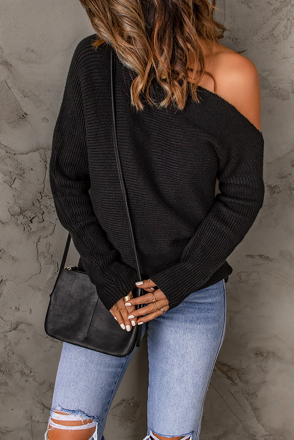 Horizontal Ribbing One - Shoulder Sweater - Mervyns