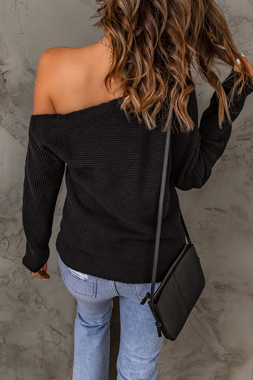 Horizontal Ribbing One - Shoulder Sweater - Mervyns