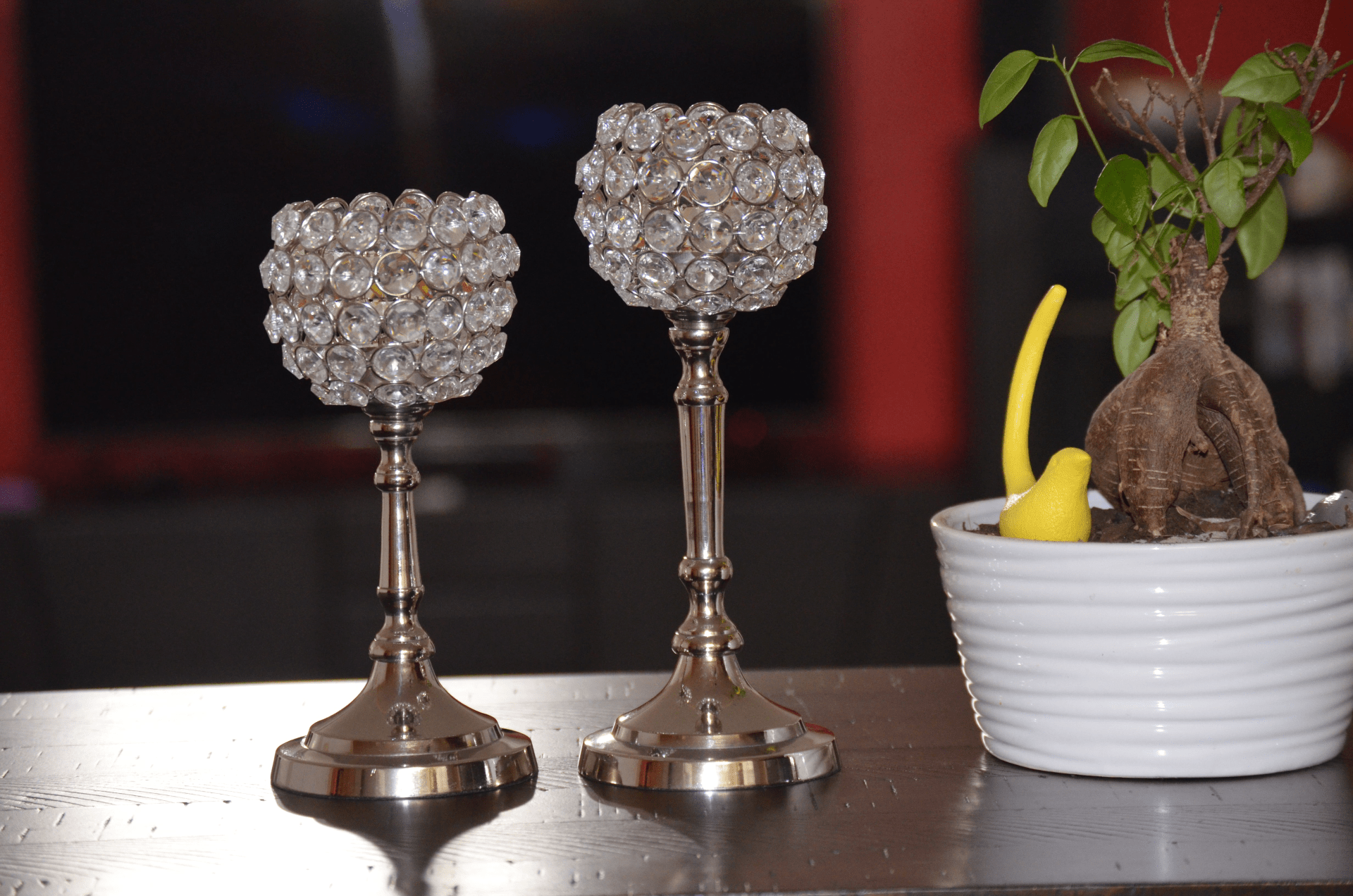 Hurricane Crystal Candle Holder - Set of 2 - Mervyns