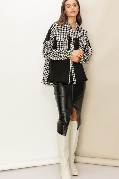 HYFVE Houndstooth Contrast Raw Hem Jacket - Mervyns